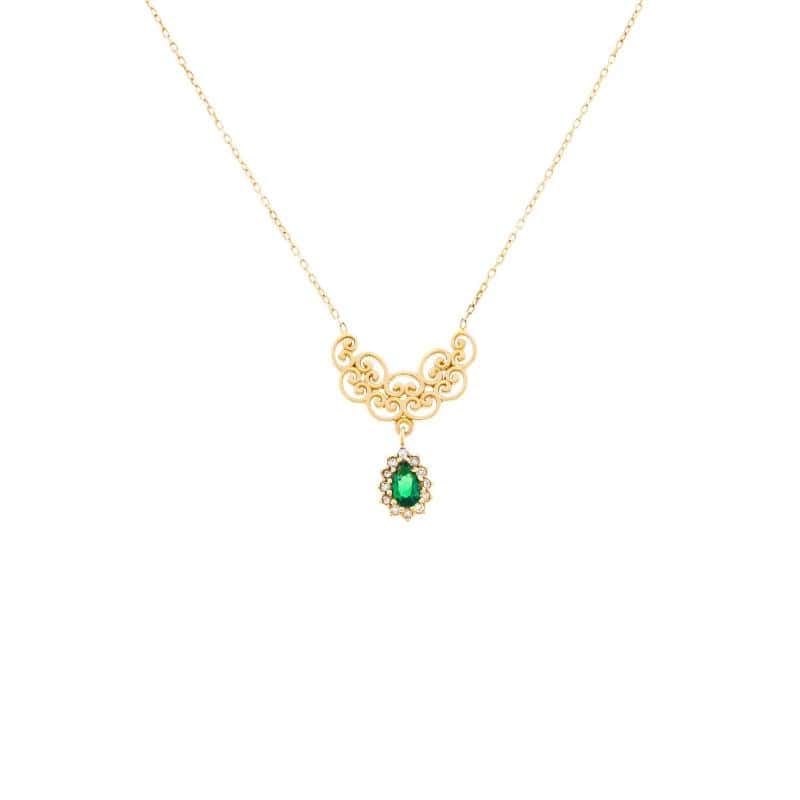 گردنبند طلا 18 عیار زنانه طرح اسلیمی نگین کد 77375  از نمای ظاهری ویژه خرید اقساطی بازنشستگان تامین اجتماعی