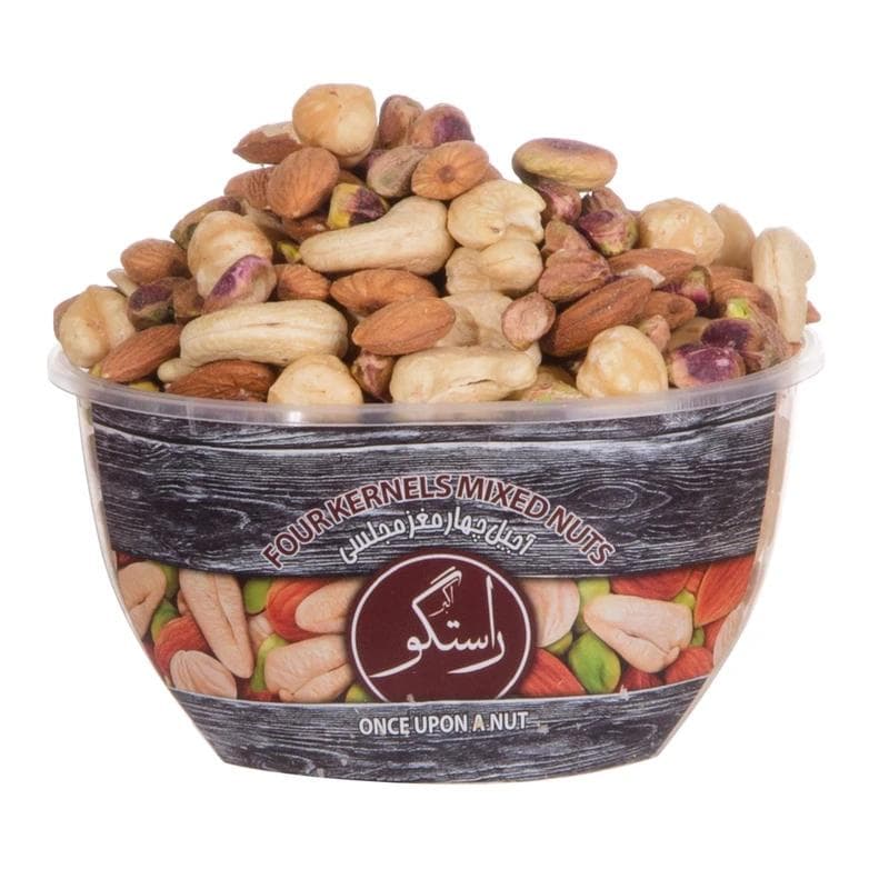 آجیل چهار مغز خام اکبر راستگو - 270 گرم از نمای ظاهری ویژه خرید اقساطی بازنشستگان تامین اجتماعی