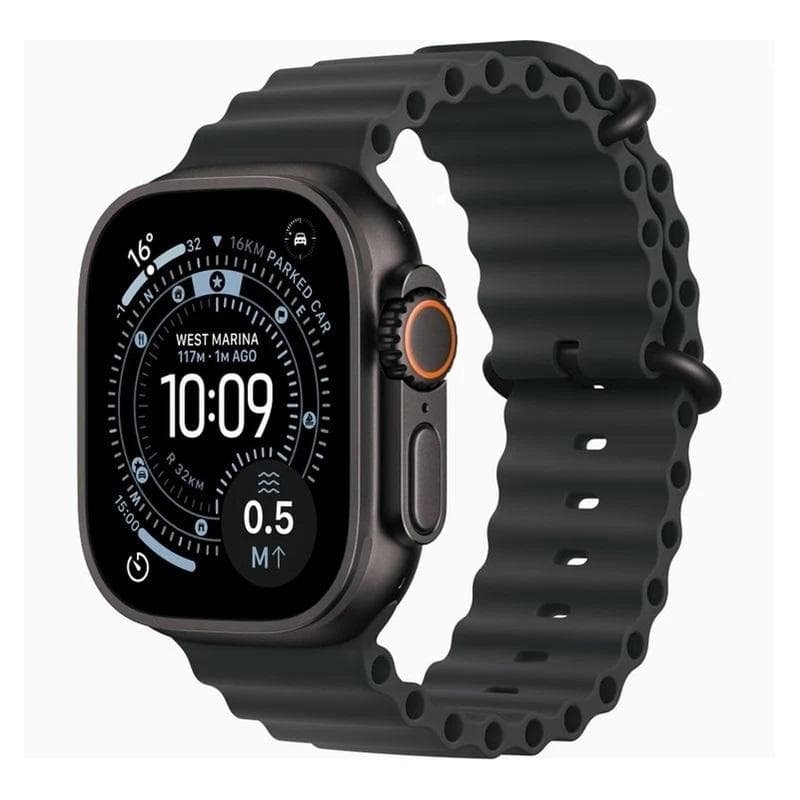 ساعت هوشمند اپل مدل Ultra 3 Black Titanium Case با بند Ocean از نمای ظاهری ویژه خرید اقساطی بازنشستگان تامین اجتماعی