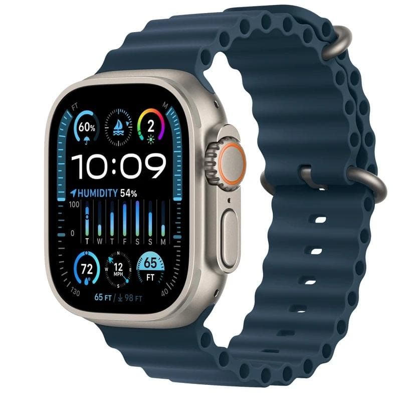 ساعت هوشمند اپل مدل Ultra 2 Titanium Case 49mm با بند Ocean از نمای ظاهری ویژه خرید اقساطی بازنشستگان تامین اجتماعی